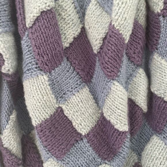 Vintage Argyle Off the Shoulder Sweater - Picture 3 of 4